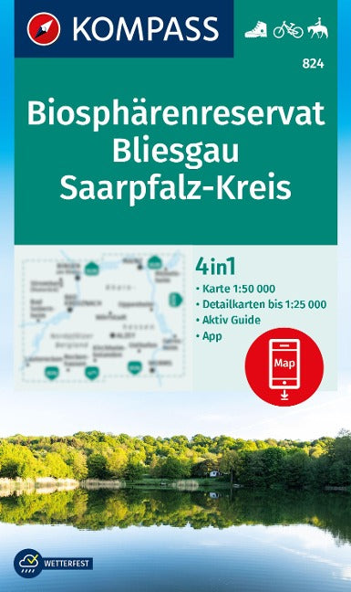 824 Biosphärenreservat Bliesgau 1:50 000 - Kompass Wanderkarte