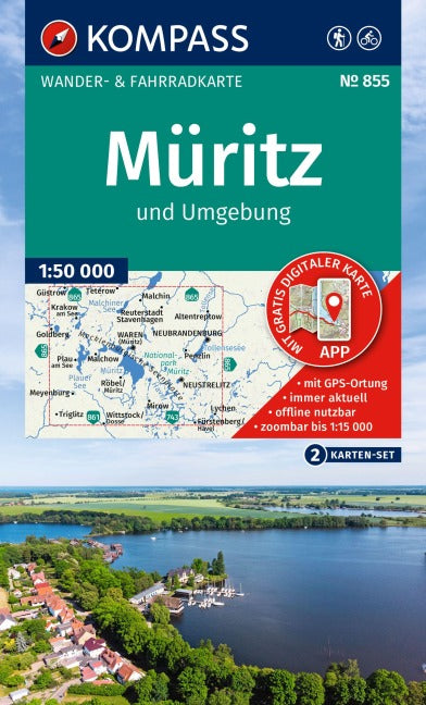 855 Müritz und Umgebung - 1:50.000 Kompass Wanderkarte