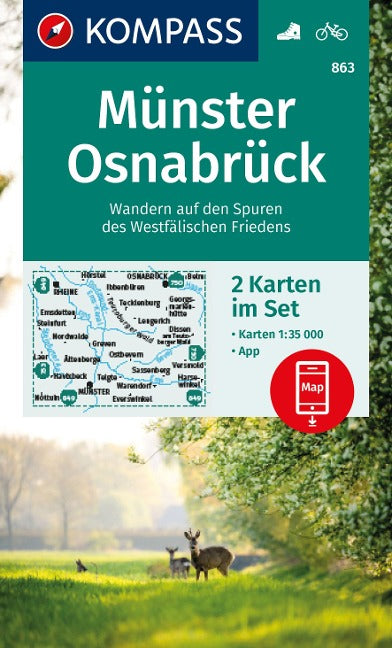 863 Münster, Osnabrück 1:35.000 - Kompass Wanderkarte