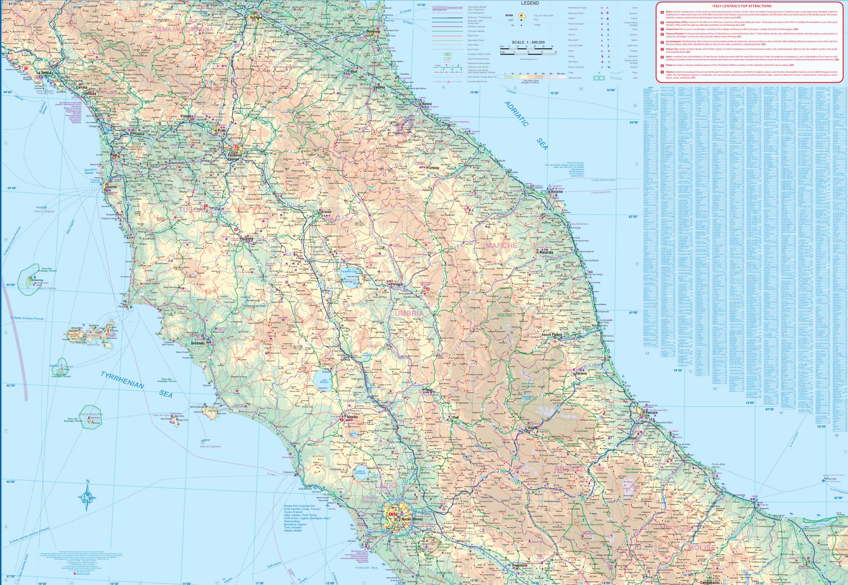 Rome and Central Italy - ITM Travel Map