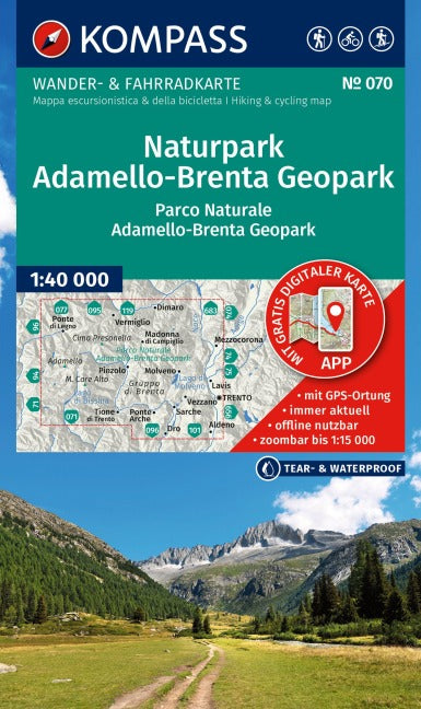 070 Naturpark Adamello-Brenta Geopark 1:40.000 - Kompass Wanderkarte