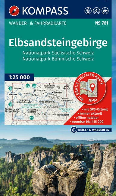 Kompass Elbsandstein 761 9783991543732 wanderkarte