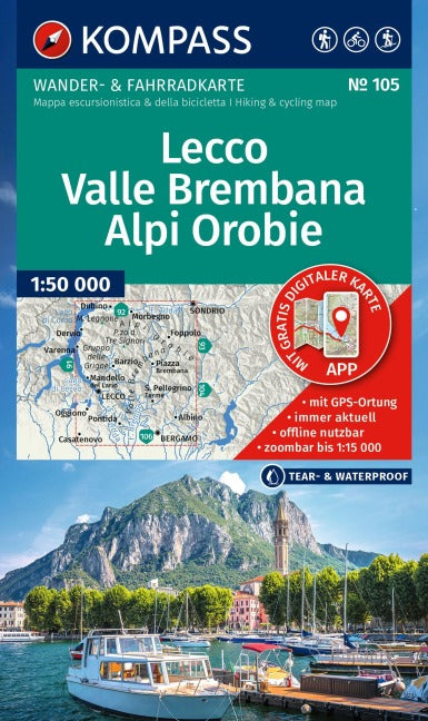 105 Lecco, Valle Brembana 1:50.000 - Kompass Wanderkarte