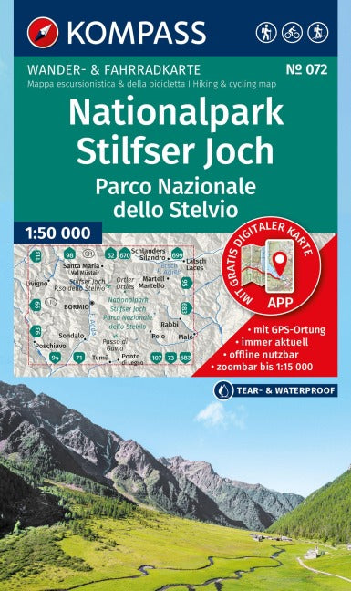 072 Nationalpark Stilfser Joch / Parco Nazionale dello Stelvio 1:50.000 - Kompass Wanderkarte