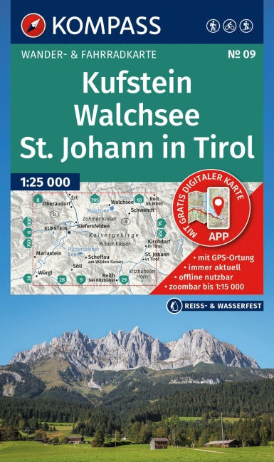 09 Kufstein, Walchsee, St. Johann in Tirol 1:25.000 - Kompass Wanderkarte