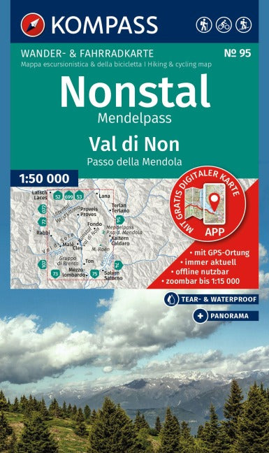 95 Nonstal, Mendelpass, Val di Non, Passo della Mendola - Kompass Wanderkarte