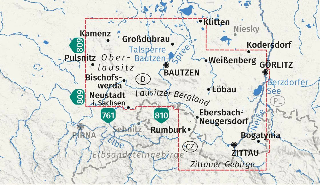 811 Oberlausitz-Zittauer Gebirge-Lausitzer Bergland - Kompass Wanderkarte