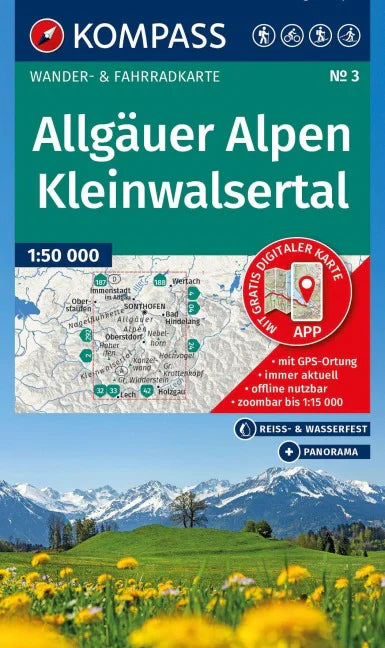 3 Allgäuer Alpen, Kleinwalsertal 1:50.000 - Kompass Wanderkarte