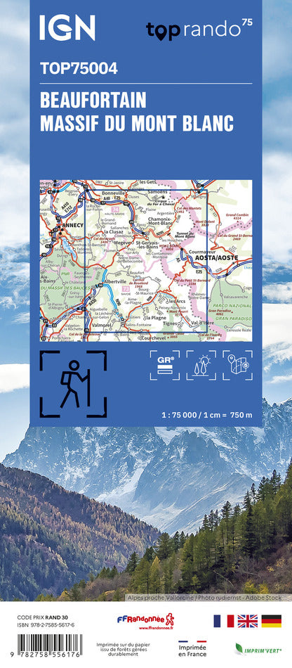 Beaufortin - Massif du Mont Blanc 1:75.000