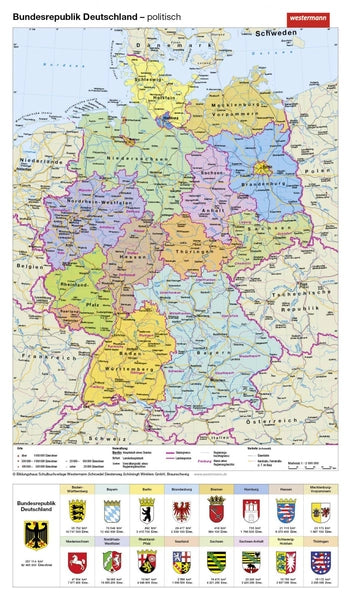 Deutschland: physisch / politisch - Handkarte Westermann