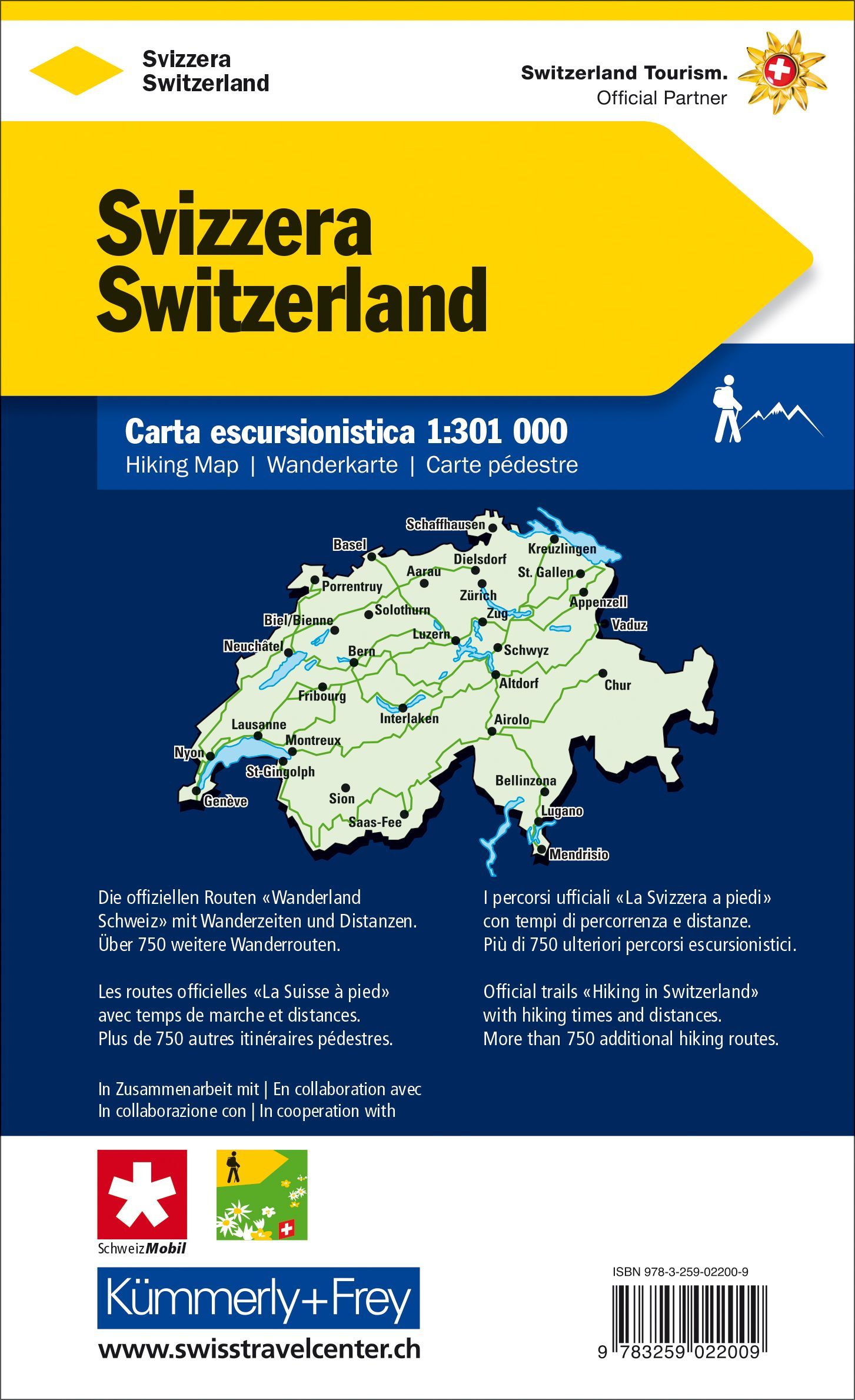 Schweiz Wanderkarte - 1:301.000