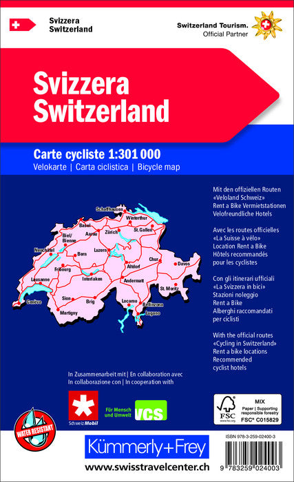 Schweiz Fahrradkarte - 1:301.000