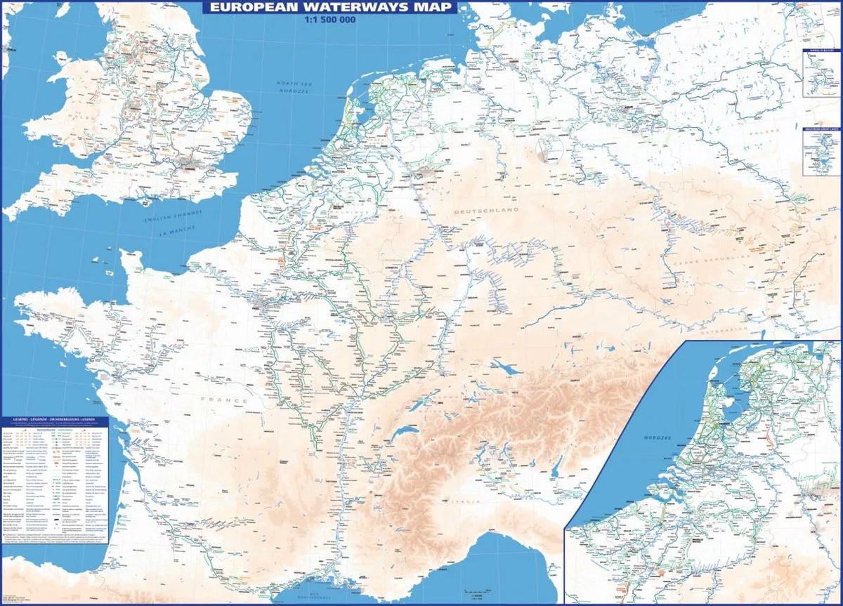 Europa - Karte der Wasserstraßen - Delius Klasing