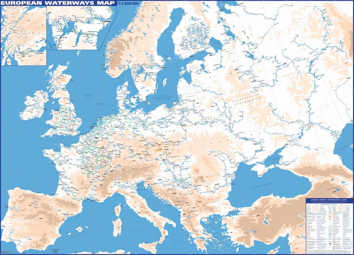 Europa - Karte der Wasserstraßen - Delius Klasing