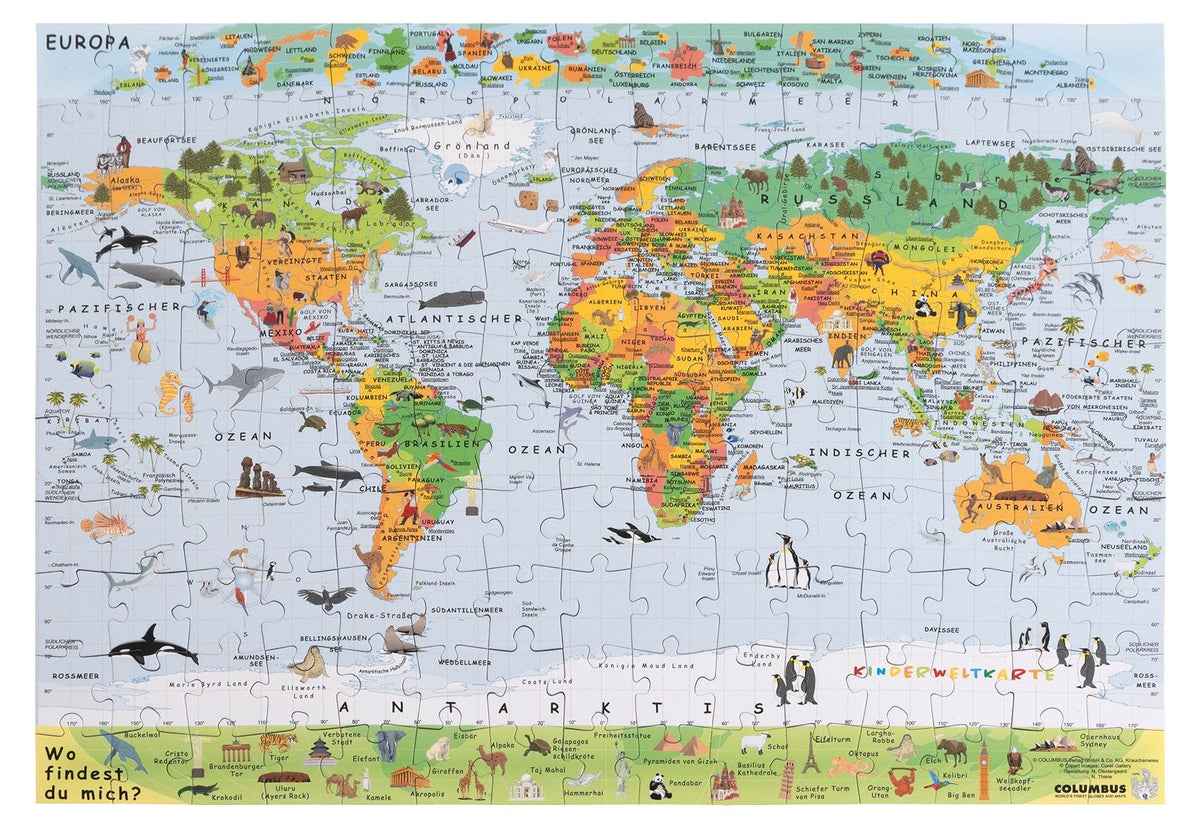 Puzzle: Kinder-Weltkarte - 150 Teile