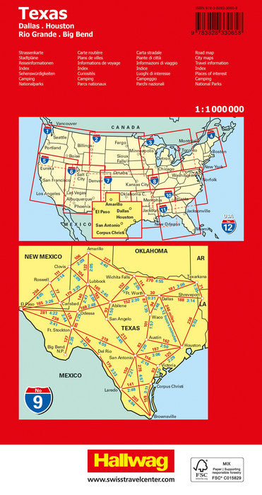 09 USA Texas 1:1.000.000 - Hallwag Straßenkarte