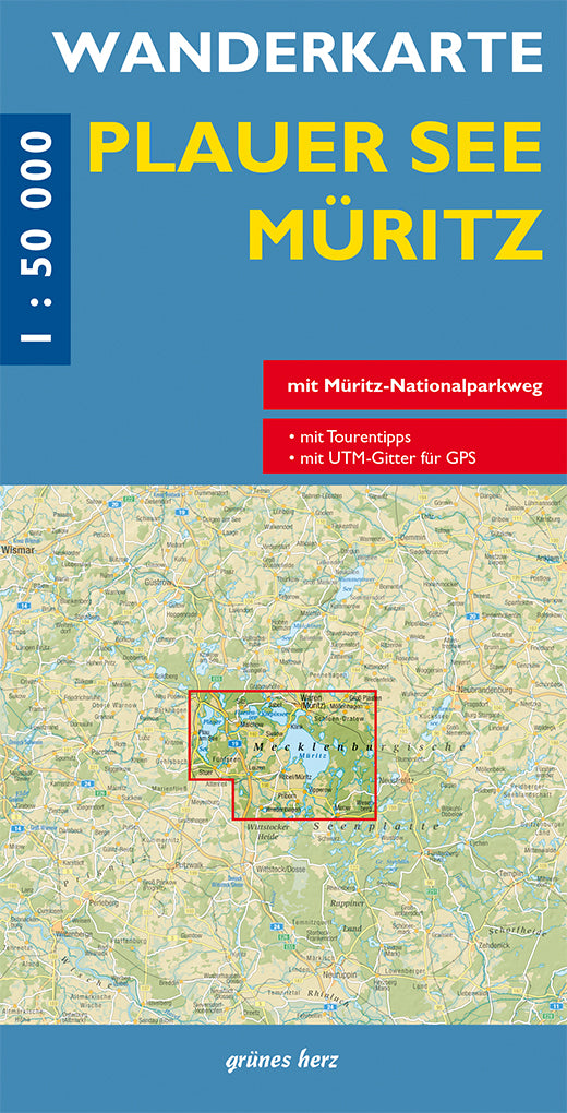 Plauer See, Müritz 1:50.000 - Wanderkarte Grünes Herz