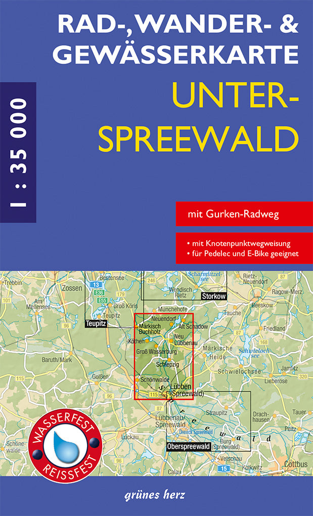 Unterspreewald 1:35.000 - Rad-, Wander- und Gewässerkarte Grünes Herz