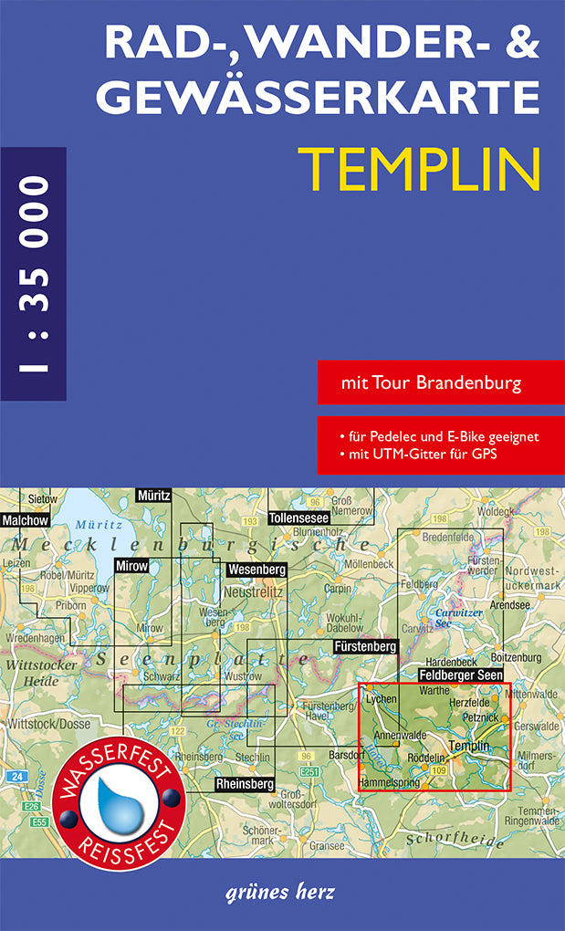 Templin 1:35.000 - Rad-, Wander- und Gewässerkarte Grünes Herz