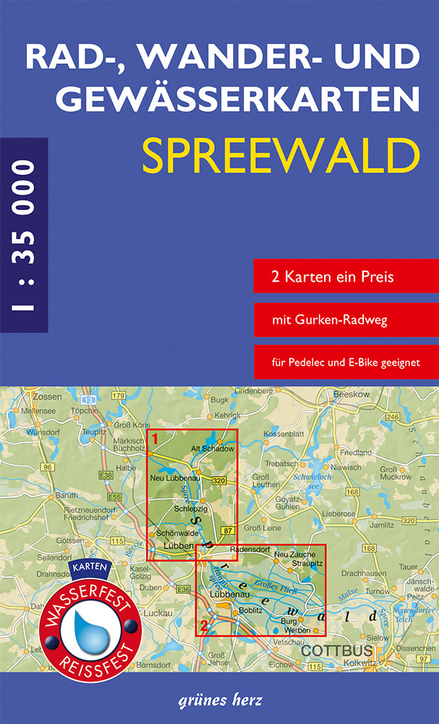 Spreewald 1:35.000 - Rad-, Wander- und Gewässerkarten-Set Grünes Herz