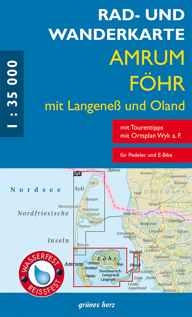 Amrum, Föhr 1:30.000 - Rad- & Wanderkarte Grünes Herz