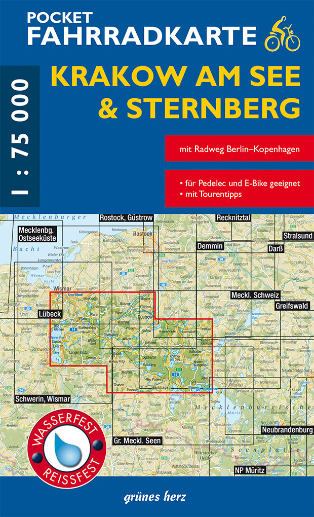 Pocket-Fahrradkarte Krakow am See - Sternberg - 1:75.000