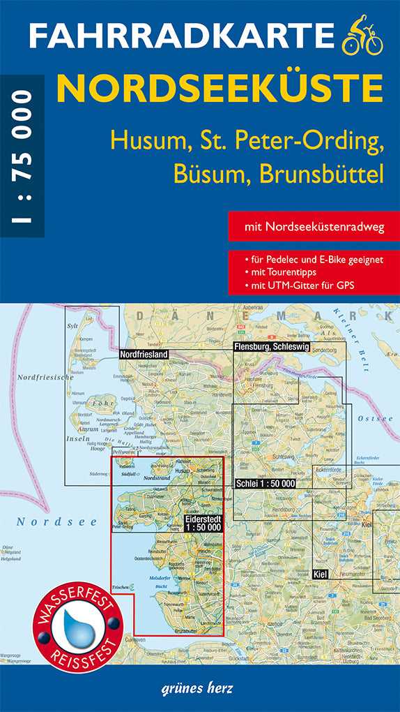 Nordseeküste 1:75.000 - Fahrradkarte Grünes Herz