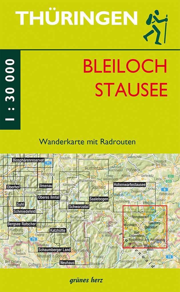 Bleilochstausee 1:30.000 - Wanderkarte Grünes Herz