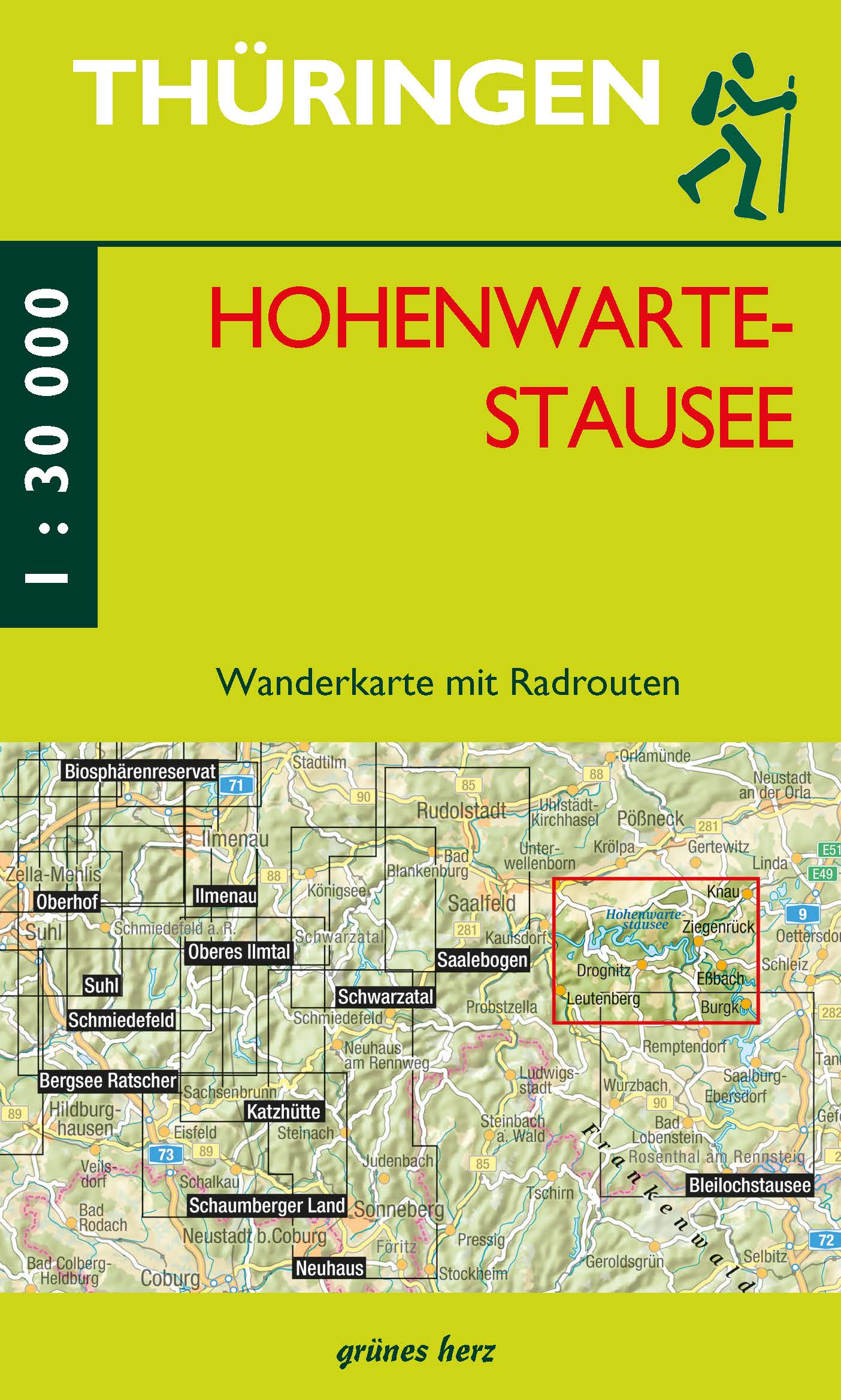 Hohenwarte-Stausee 1:30.000 - Wanderkarte Grünes Herz