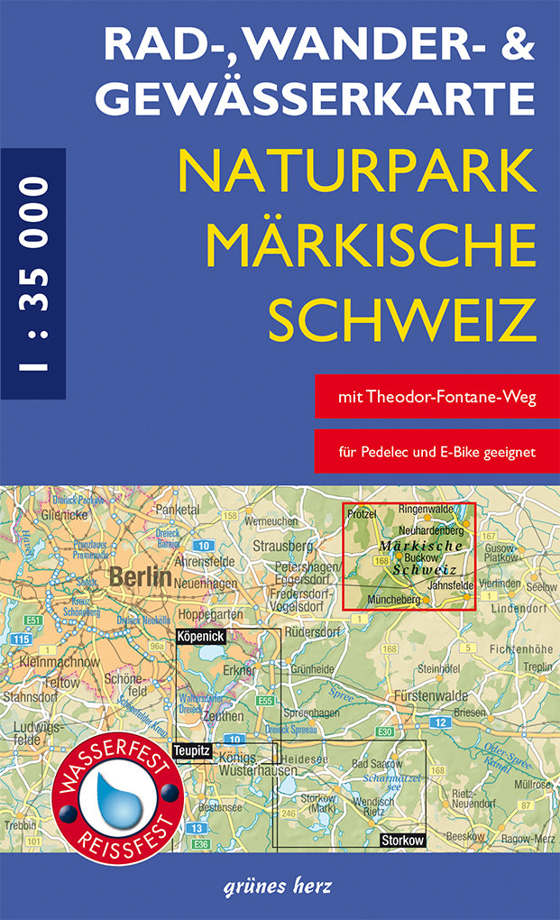 Naturpark Märkische Schweiz 1:35.000 - Rad-, Wander- und Gewässerkarte Grünes Herz