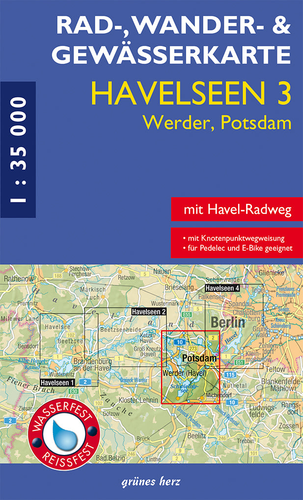 Havelseen 3 Werder, Potsdam 1:35.000 - Rad-, Wander- und Gewässerkarte Grünes Herz