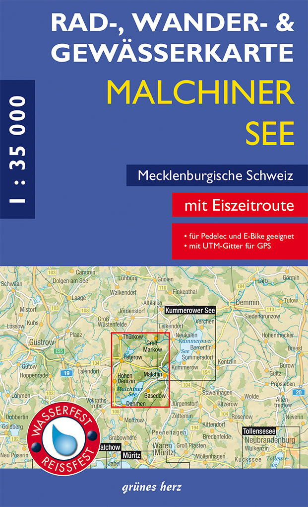 Rad-, Wander- und Gewässerkarte Malchiner See - 1:35.000