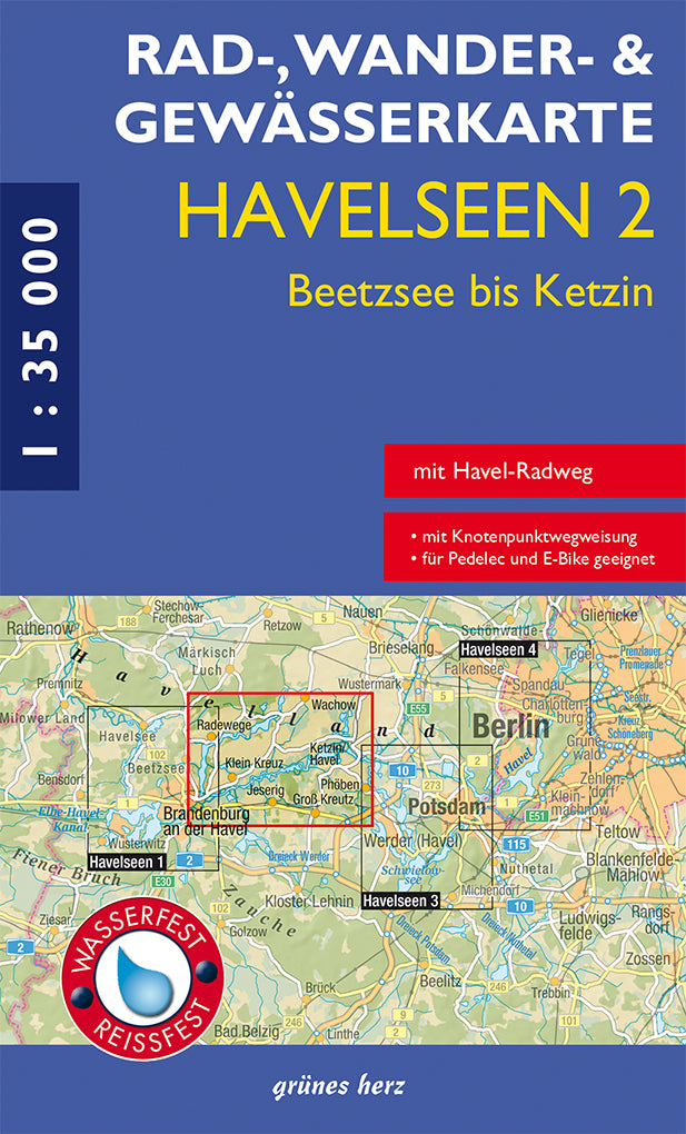 Havelseen 2 Beetzsee bis Ketzin 1:35.000 - Rad-, Wander- und Gewässerkarte Grünes Herz