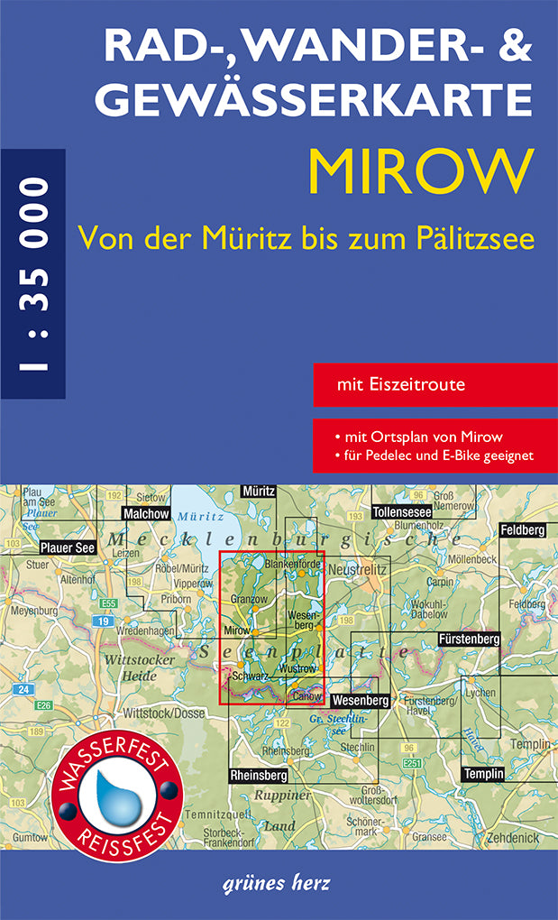 Mirow 1:35.000 - Rad-, Wander- und Gewässerkarte Grünes Herz