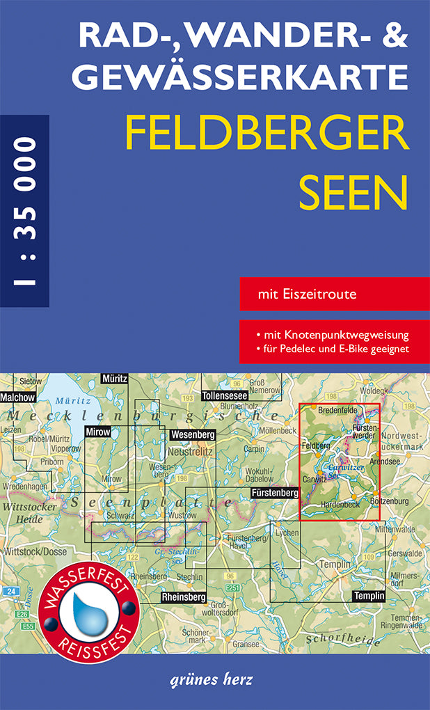 Feldberger Seen 1:35.000 - Rad-, Wander- und Gewässerkarte Grünes Herz