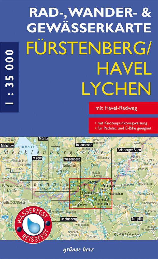 Rad-, Wander- und Gewässerkarte Fürstenberg/Havel, Lychen - 1:35.000