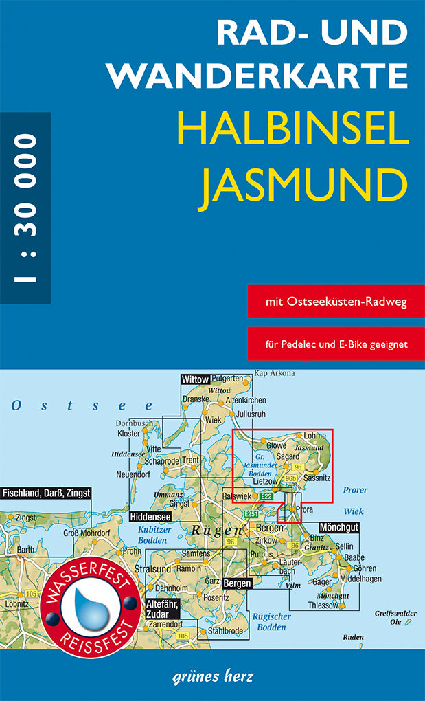 Halbinsel Jasmund 1:30.000 - Rad- & Wanderkarte Grünes Herz