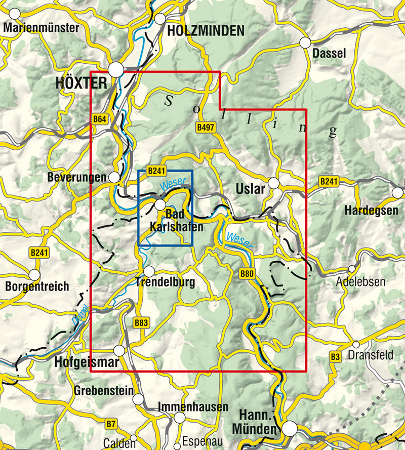 Bad Karlshafen 1:50.000 - Stadtplan mit Rad- und Wanderkarte