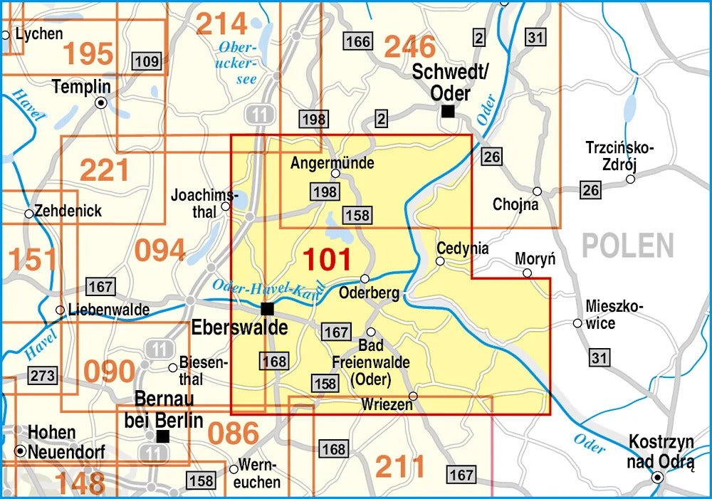 101 Angermünde, Eberswalde, Niederfinow, Bad Freienwalde (Oder) und Umgebung 1:35.000