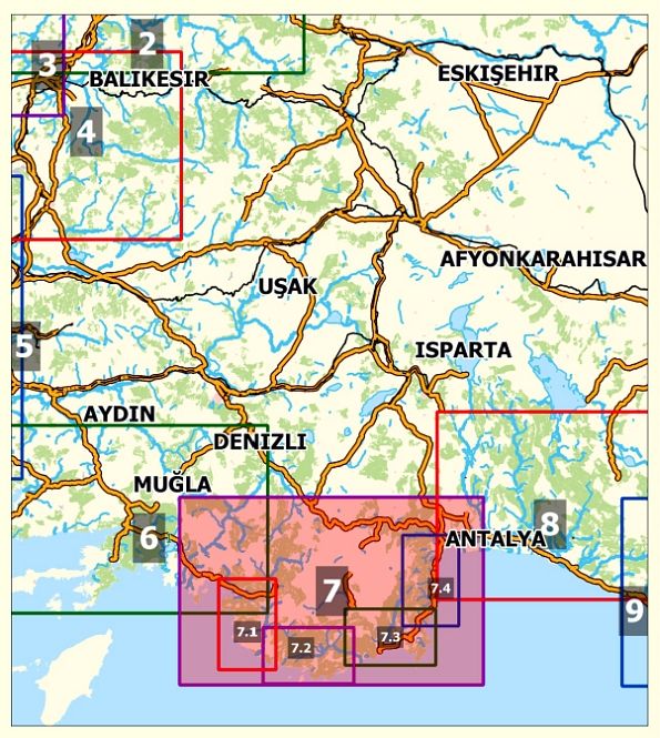 Lykien - Topographische Reisekarte 1:250.000 Türkei (Blatt 7)