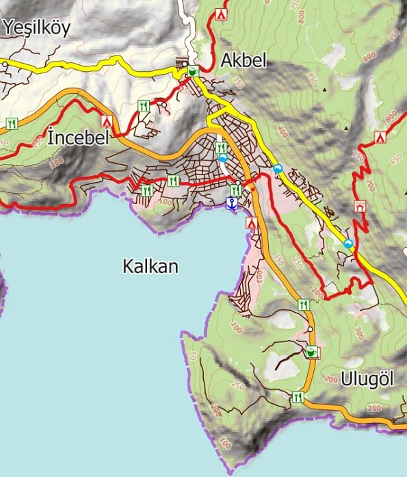 Lykische Küste 2 - Kaş - Lykischer Weg - Topographische Wanderkarte 1:75.000 Türkei (Blatt 7.2)