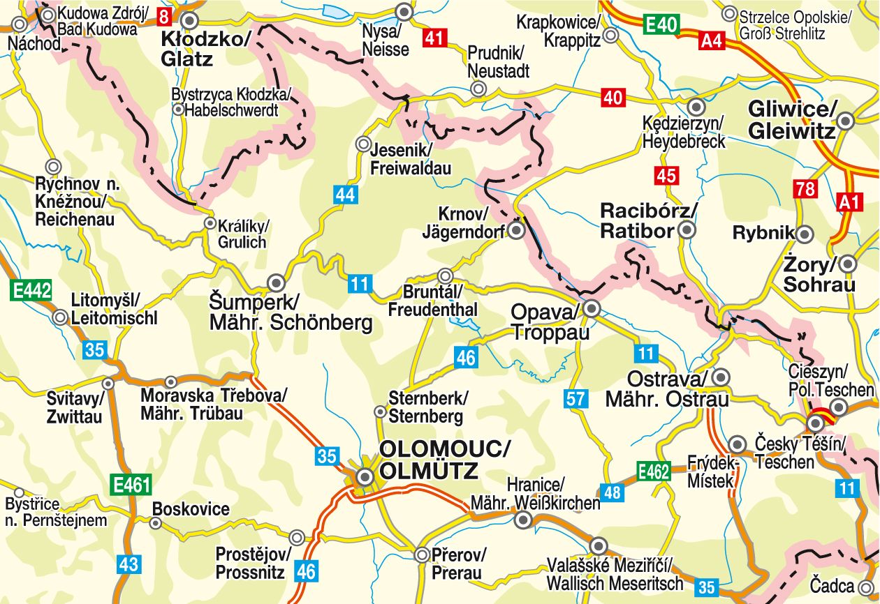 CS003 Ostböhmen, Nordmähren - 1:200.000 - Straßenkarte