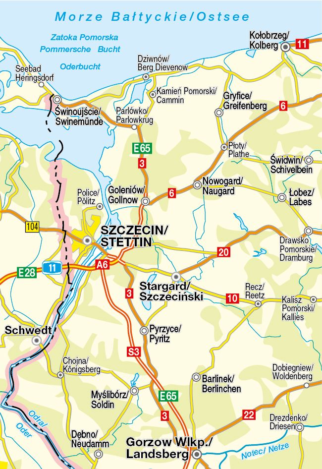 PL001 Westpommern - 1:200.000 - Straßenkarte