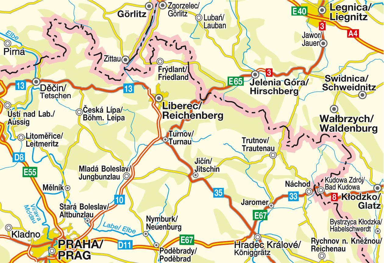 CS002 Nordböhmen - Ostböhmen - 1:200.000 - Straßenkarte