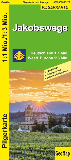 Jakobswege Deutschland und westliches Europa 1:1.000.000 / 3.000.000