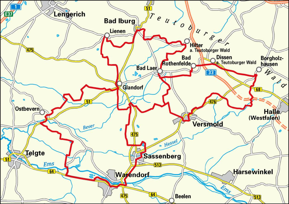 Grenzgängerroute Teuto-Ems 1:50.000 - BVA Fahrradkarte
