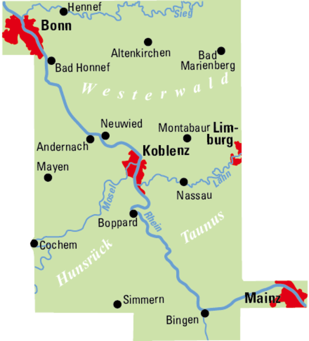 Koblenz / Mittelrheintal - ADFC Regionalkarte