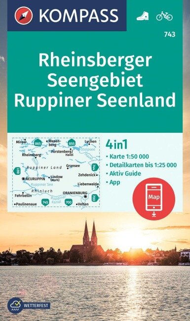 743 Rheinsberger Seengebiet, Ruppiner Seenland 1:50.000 - Kompass Wanderkarte
