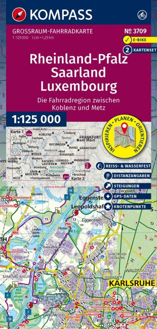 KOMPASS Großraum-Radtourenkarte 3709 Rheinland-Pfalz, Saarland, Luxembourg 1:125.000