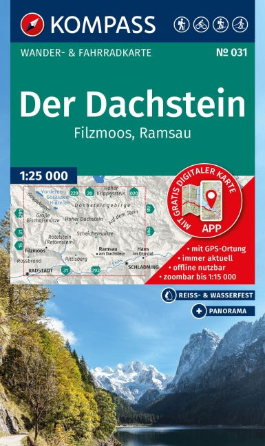 031 Der Dachstein, Ramsau, Filzmoos 1:25.000 - Kompass Wanderkarte